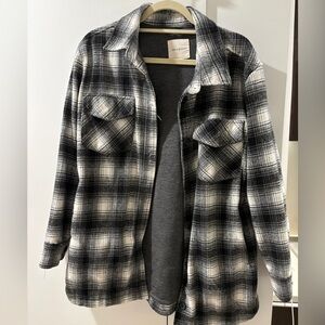 Thread and supply white and grey plaid shacket